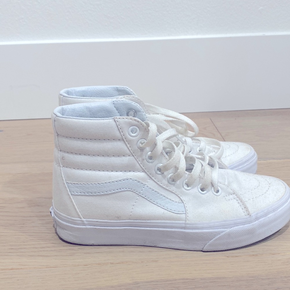 Gently used white vans canvas sk-8 hi sneakers